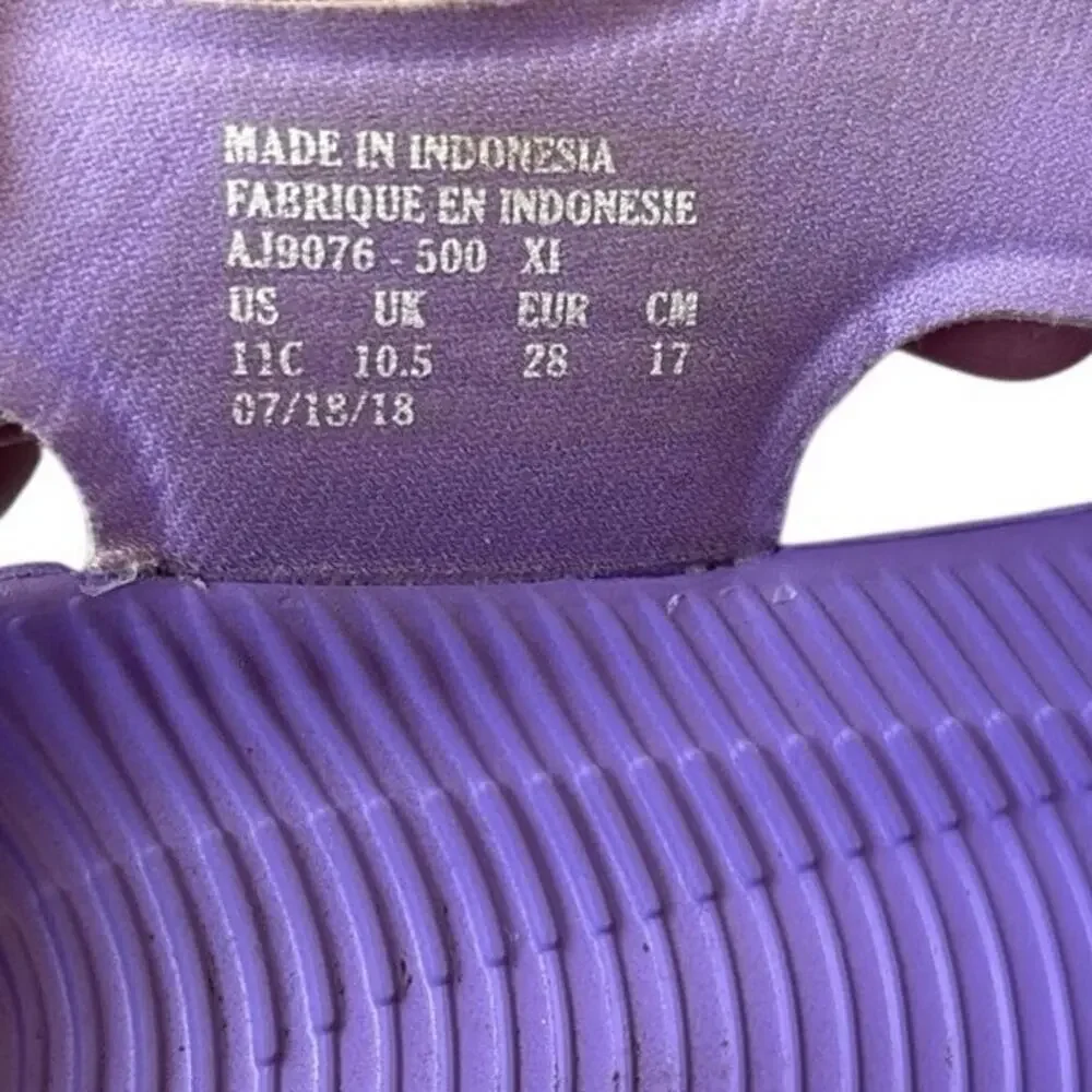 Nike Sunray Adjust 5 Sandals Girls 11C Purple Hook & Loop Water Shoes AJ9076
